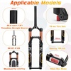 image:imageBUCKLOS 2627529 inch MTB Fork 120mm Travel 118 StraightTapered Mountain Bike Fork Rebound Adjust 15mm100mm Axle Manual Lockout Air ShocksGoldStraight tube
