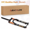 image:imageBUCKLOS 2627529 inch MTB Fork 120mm Travel 118 StraightTapered Mountain Bike Fork Rebound Adjust 15mm100mm Axle Manual Lockout Air ShocksGoldStraight tube