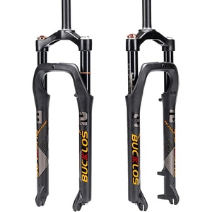 image:imageBUCKLOS 26 x 40 inch Fat Bike Tire Air Suspension Fork 120mm Travel Spacing Hub 135mm 286mm Straight Tube Crown Lockout 9mm QR Ultralight Front Forks fit Snow Beach Mountain Bike Black GoldBlack