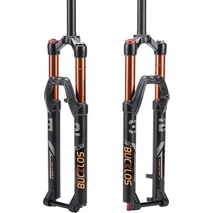 image:imageBUCKLOS 2627529 inch MTB Fork 120mm Travel 118 StraightTapered Mountain Bike Fork Rebound Adjust 15mm100mm Axle Manual Lockout Air ShocksGoldStraight tube