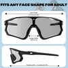 image:imageBUCKLOS Photochromic Cycling Running Glasses Sports Sunglasses Goggles for Men Women UV Protection TR90 for Baseball SafetyBlackgrey
