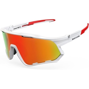 image:imageBUCKLOS Polarized Cycling Running Sunglasses for Men Women UV400 ProtectionTR90 Sun Glasses for Bike Baseball Sports SafetyWhite Framesred Lens