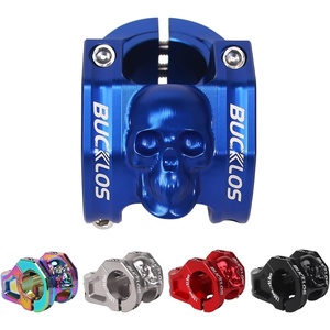 image:imageBUCKLOS Skull 318mm MTB Stem 35mm Mountain Bike Handlebars Short Stems 1 18 UltraLight Hollow CNC Aluminum Alloy Riser Bicycle Stem for AM XC BMX EBike Downhill Trail Folding BikeBlue