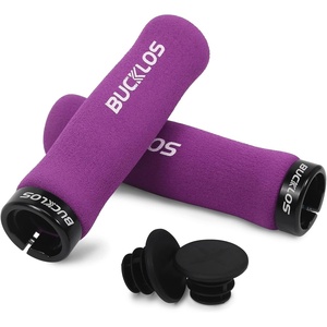 image:imageBUCKLOS Bike Handlebar Grips  Bicycle Foam Sponge Handle Bar Single Lock on AntiSlip Comfortable ShockAbsorbing Mountain Bike Grips for MTB BMX Scooter Beach Cruiser Folding BikePURPLE