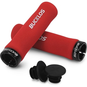 image:imageBUCKLOS Bike Handlebar Grips  Bicycle Foam Sponge Handle Bar Single Lock on AntiSlip Comfortable ShockAbsorbing Mountain Bike Grips for MTB BMX Scooter Beach Cruiser Folding BikeRED