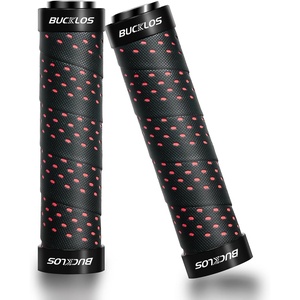 image:imageBUCKLOS Single Lockon Bike Handlebar Grips  Mountain Bike MTB Ergonomic AntiSlip Handle Grip  Bicycle Comfort Locking Handle Bar for BMXCruiser BikeScooter 78 BlackRed Double Lock