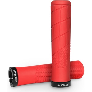 image:imageBUCKLOS Single Lockon Bike Handlebar Grips  Mountain Bike MTB Ergonomic AntiSlip Handle Grip  Bicycle Comfort Locking Handle Bar for BMXCruiser BikeScooter 78 BlackRed