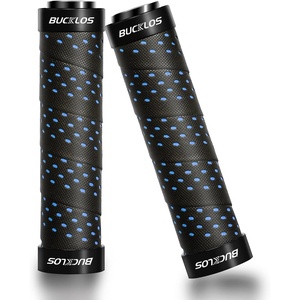 image:imageBUCKLOS Single Lockon Bike Handlebar Grips  Mountain Bike MTB Ergonomic AntiSlip Handle Grip  Bicycle Comfort Locking Handle Bar for BMXCruiser BikeScooter 78 BlackBlue Double Lock